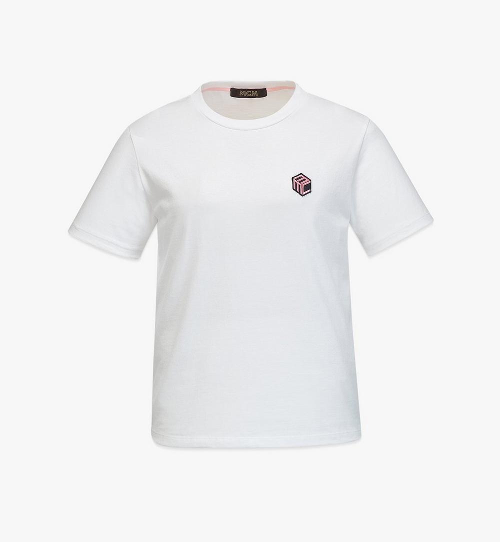 여성용 오가닉 코튼 큐빅 로고 티셔츠 1